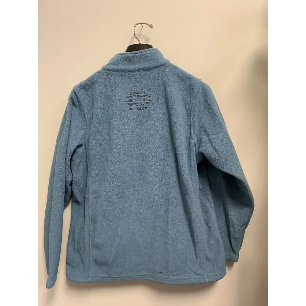 Harley Davidson Nashville Jacket Womens Medium‎ Embroidered Blue Fleece 1/4 zip
